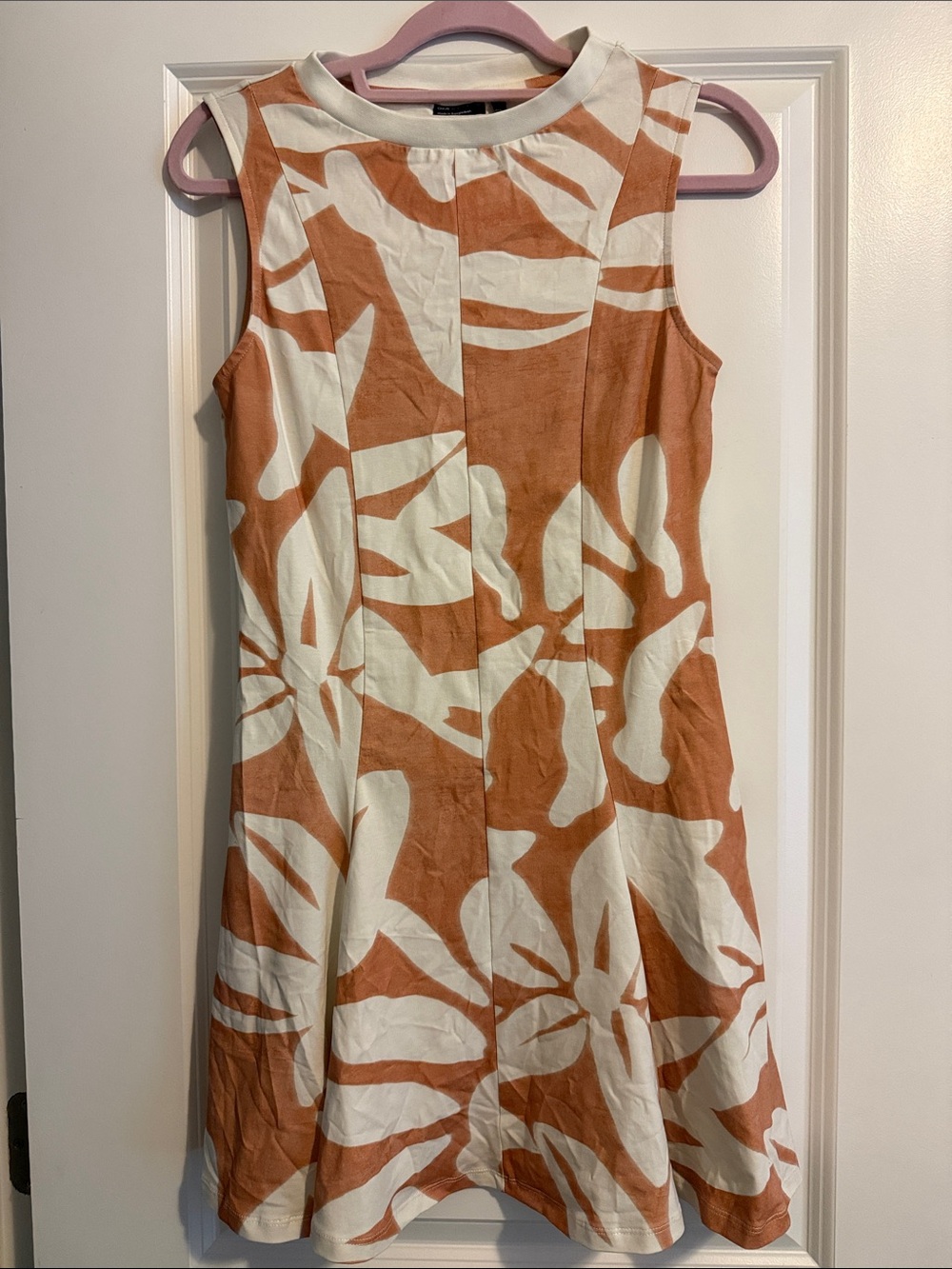 ASOS NWOT Sleeveless White and Rust Floral A-Line Dress
